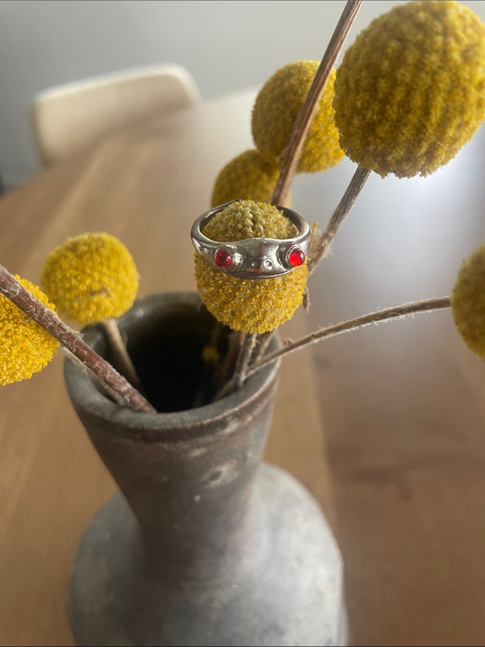 925 Sterling Silver Red Gemstone Eye Frog Ring